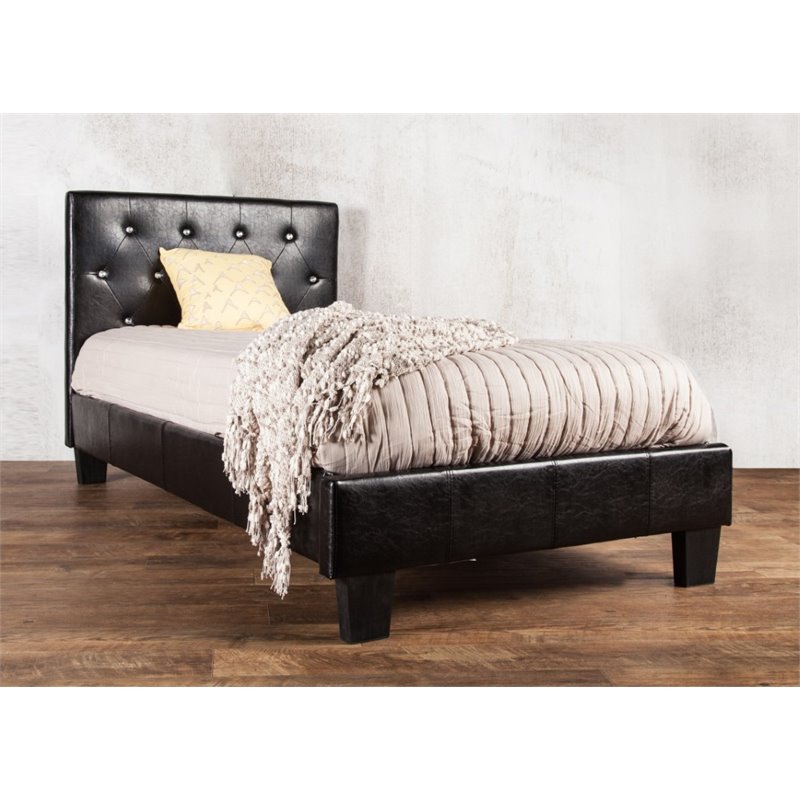 Furniture of America Kylen Faux Leather Twin Platform Bed in Black