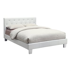 furniture of america kylen faux leather california king platform bed in white