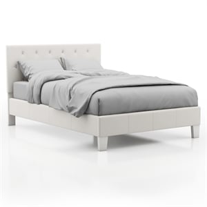 furniture of america kylen faux leather full platform bed in white