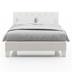 furniture of america kylen faux leather queen platform bed in white