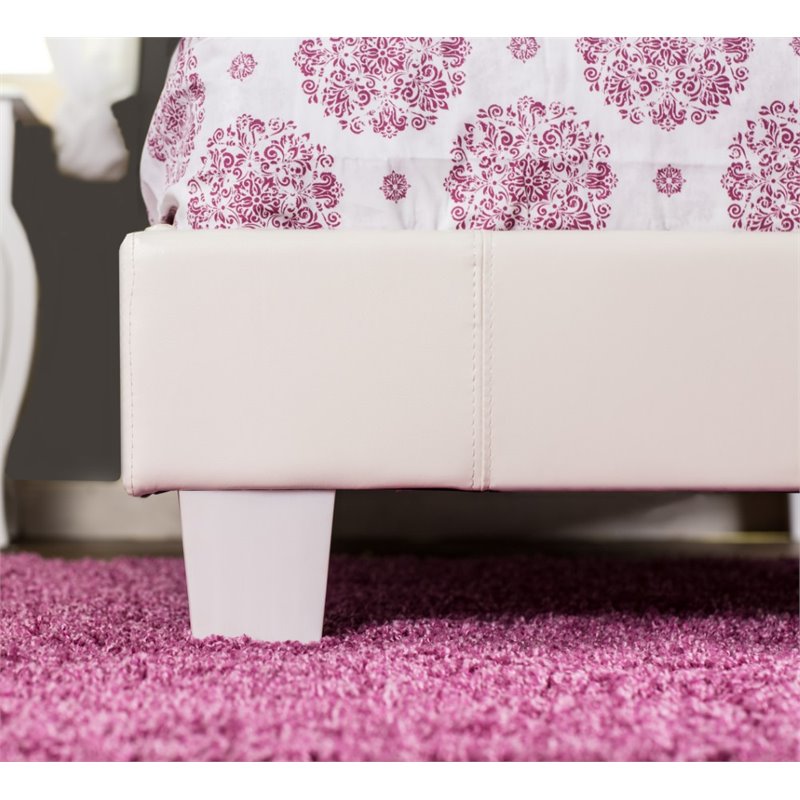 Furniture of America Kylen Faux Leather Twin Platform Bed in White