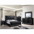 Furniture of America Rachel Faux Leather Queen LED Panel Bed in Black