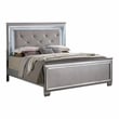Furniture of America Rachel Faux Leather California King LED Panel Bed in Silver