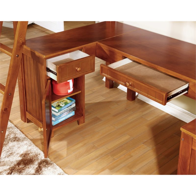 Furniture Of America Franklyn Wood Twin Loft Bed With Desk In Oak