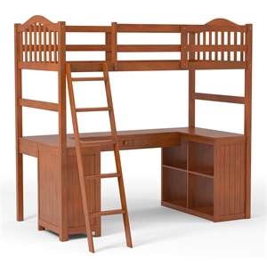 furniture of america franklyn transitional twin wooden loft bed with desk
