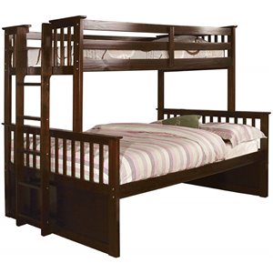 furniture of america frederick transitional twin xl over queen wooden bunk bed in espresso