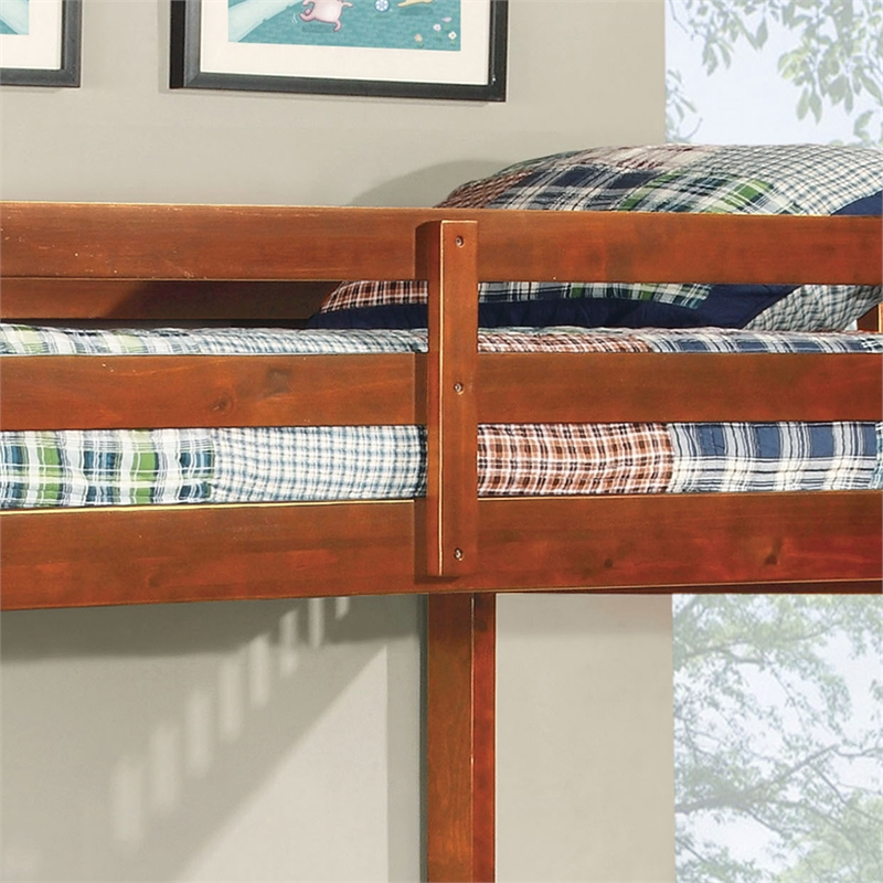 Furniture of America Frederick Wood Twin XL over Queen Bunk Bed in Oak