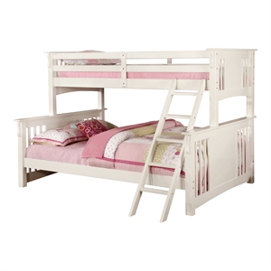 furniture of america roderick wood twin xl over queen bunk bed in white