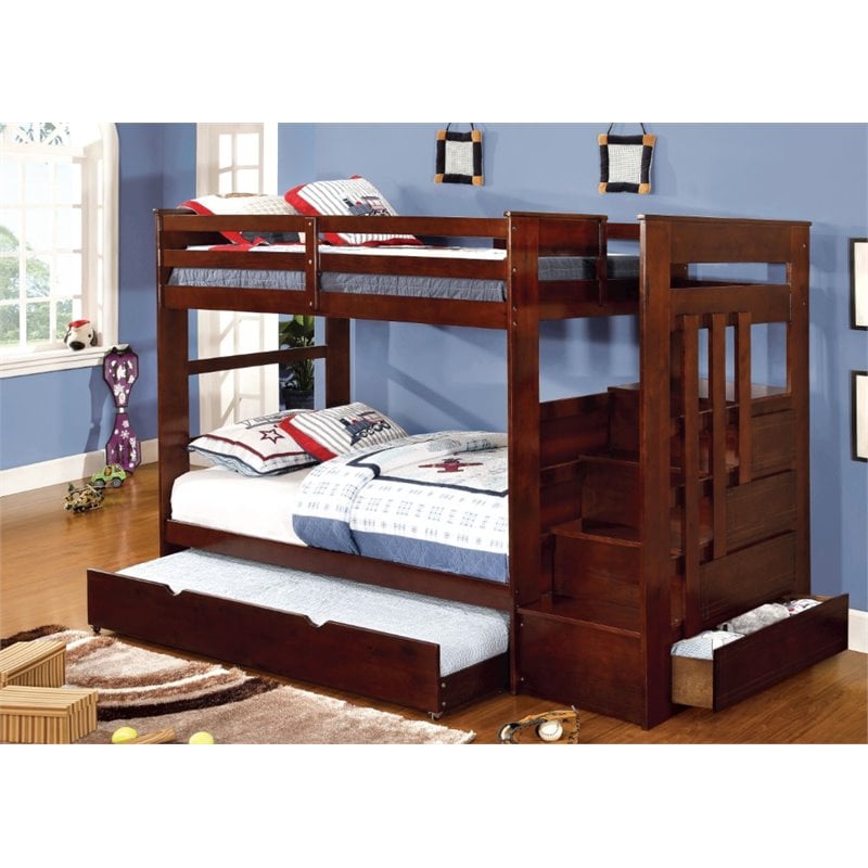 Furniture Of America Malvin Contemporary Twin Over Twin Bunk Bed
