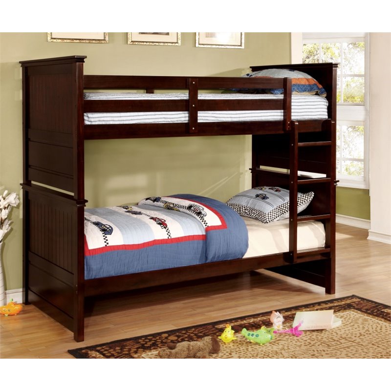 Furniture Of America Spencer Twin Over Bunk Bed In Espresso Furniture Of America Spencer Twin Over Bunk Bed In Espresso