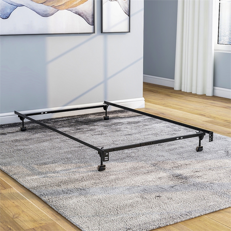 Furniture of America Hagemen Metal Adjustable Twin/Full Bed Frame in Black