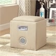 Furniture of America Larson Fabric Square Speaker Ottoman in Ivory