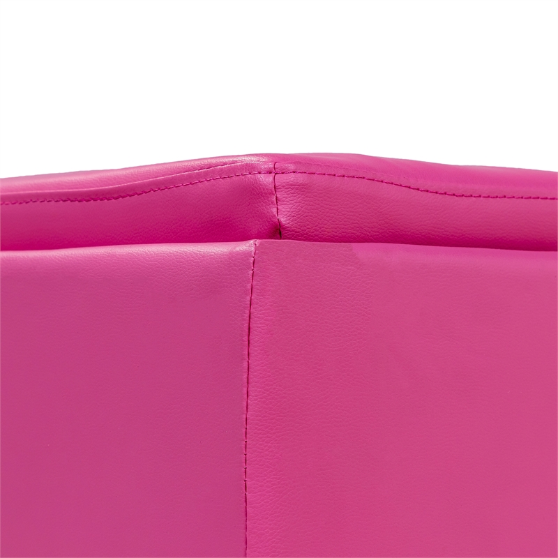 Furniture of America Larson Faux Leather Square Speaker Ottoman in Pink