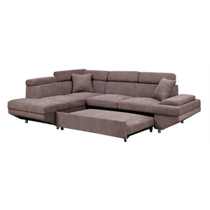 furniture of america berguin fabric convertible sectional in brown