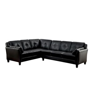 furniture of america billie faux leather tufted left facing sectional