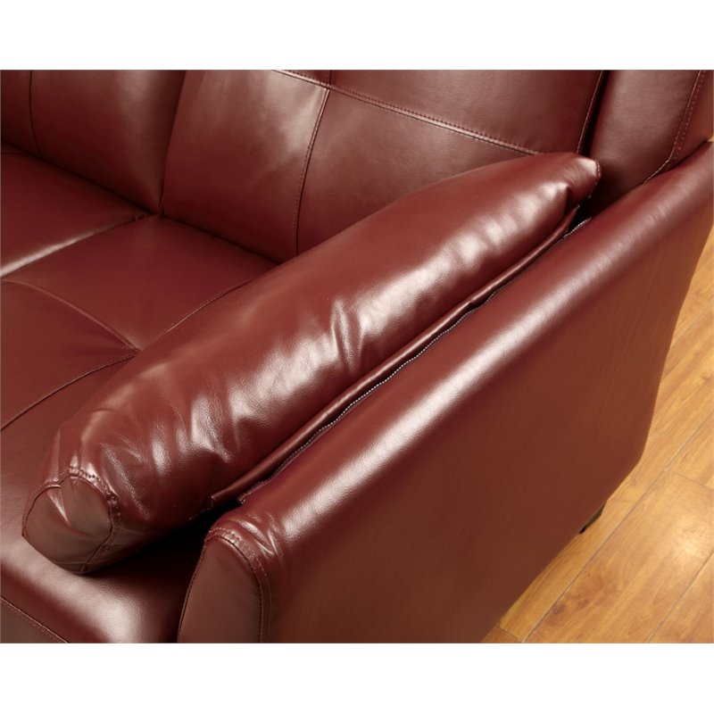 Idf 6268rd Sec, Red Faux Leather Sectional Sofa