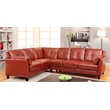 Furniture of America Billie Faux Leather Tufted Sectional in Red