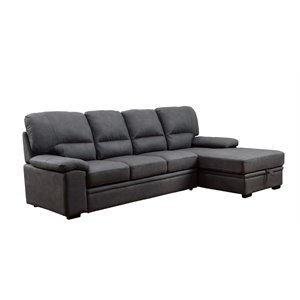 furniture of america clair modern convertible right facing fabric upholstered sectional