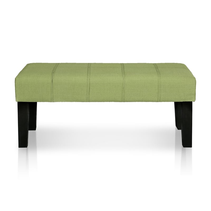 Furniture of America Parcey Contemporary Fabric Padded Bench in Green