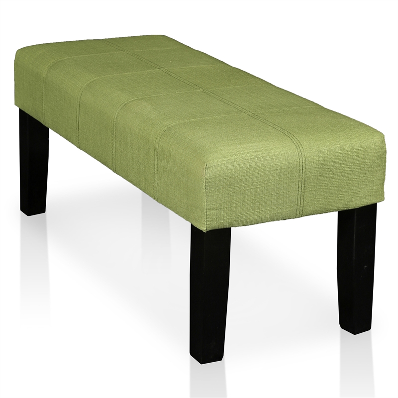 Furniture of America Parcey Contemporary Fabric Padded Bench in Green