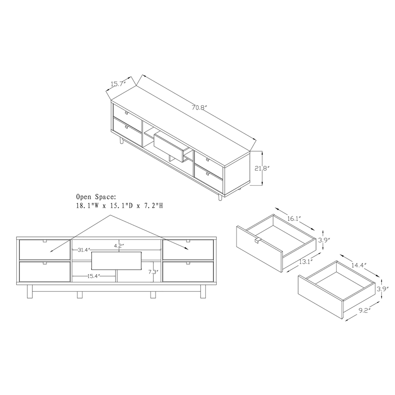 Furniture of America Aaron Contemporary Wood 71-inch TV Stand in White