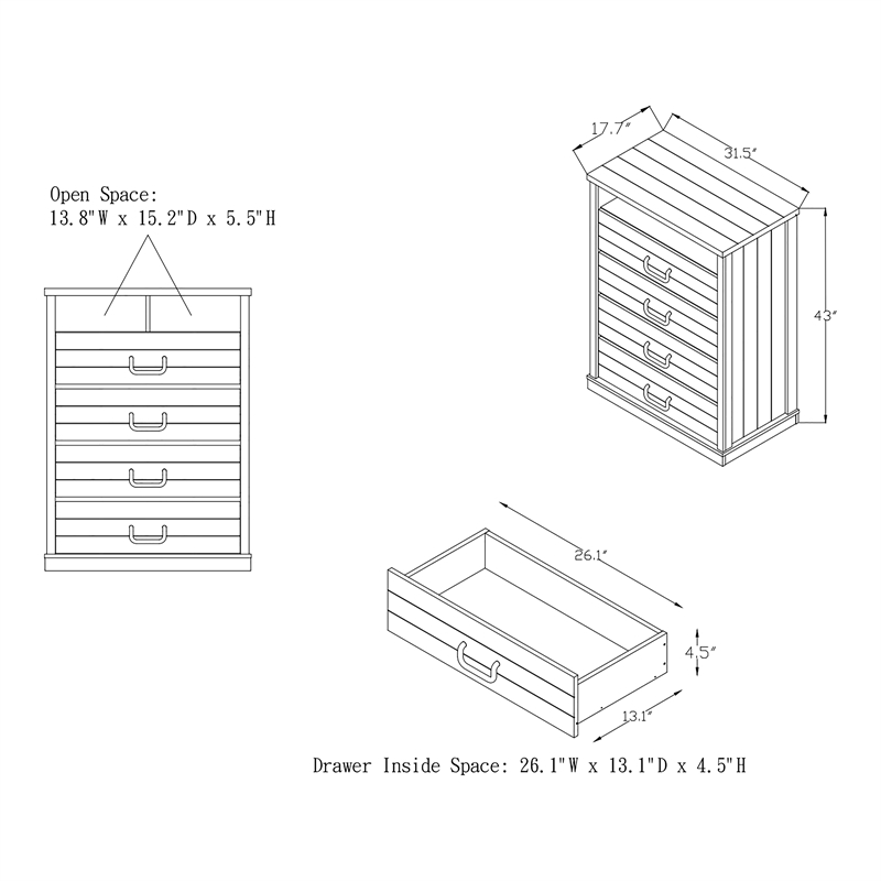 Furniture of America Kelsey Wood 4-Drawer Chest in Vintage Walnut