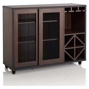 furniture of america alan wood multi-storage buffet with casters in walnut