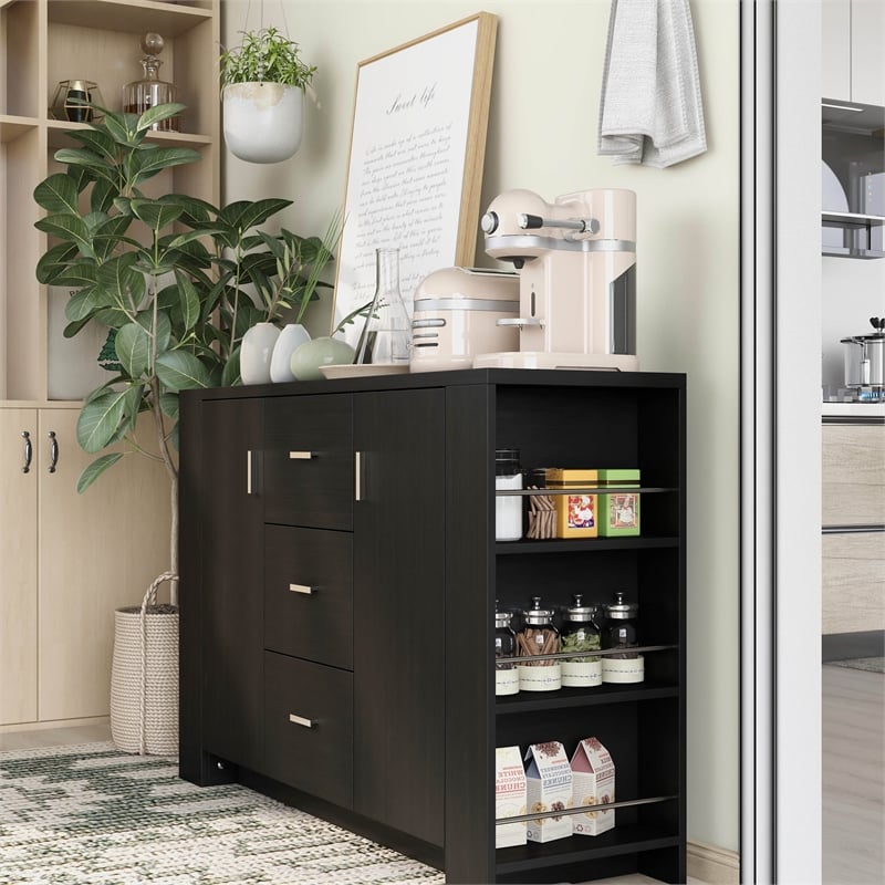 Furniture of America Nathan Modern Wood Multi-Storage Buffet in Cappuccino