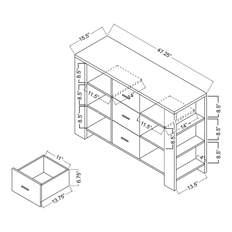 Furniture of America Nathan Modern Wood Multi-Storage Buffet in Cappuccino