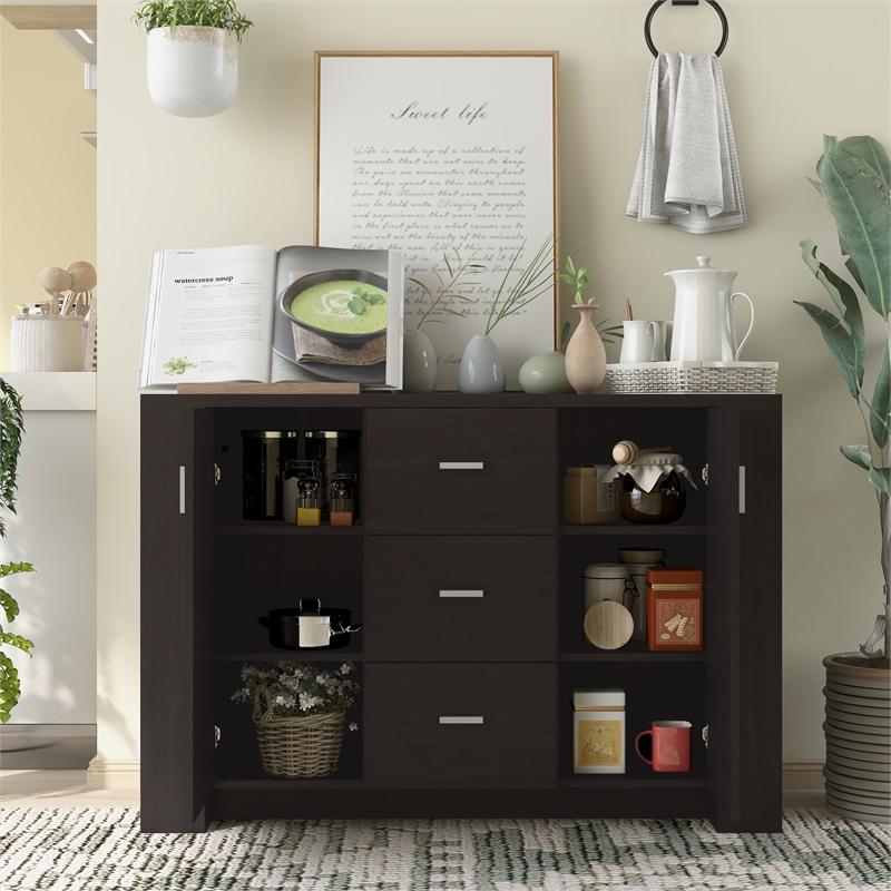 Furniture of America Nathan Modern Wood Multi-Storage Buffet in Cappuccino