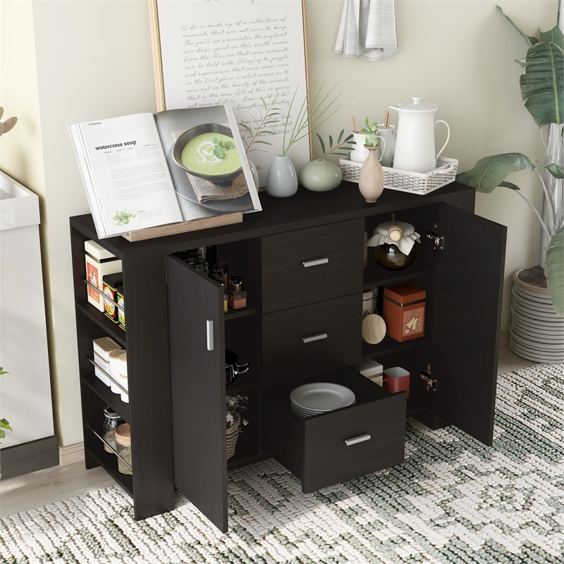 Furniture of America Nathan Modern Wood Multi-Storage Buffet in Cappuccino