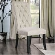 Furniture of America Landon Fabric Side Chair in Ivory and Black (Set of 2)