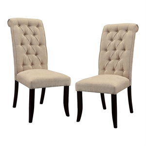 Furniture of America Landon Fabric Side Chair in Ivory and Black (Set of 2)