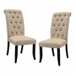 Furniture of America Landon Fabric Side Chair in Ivory and Black (Set of 2)