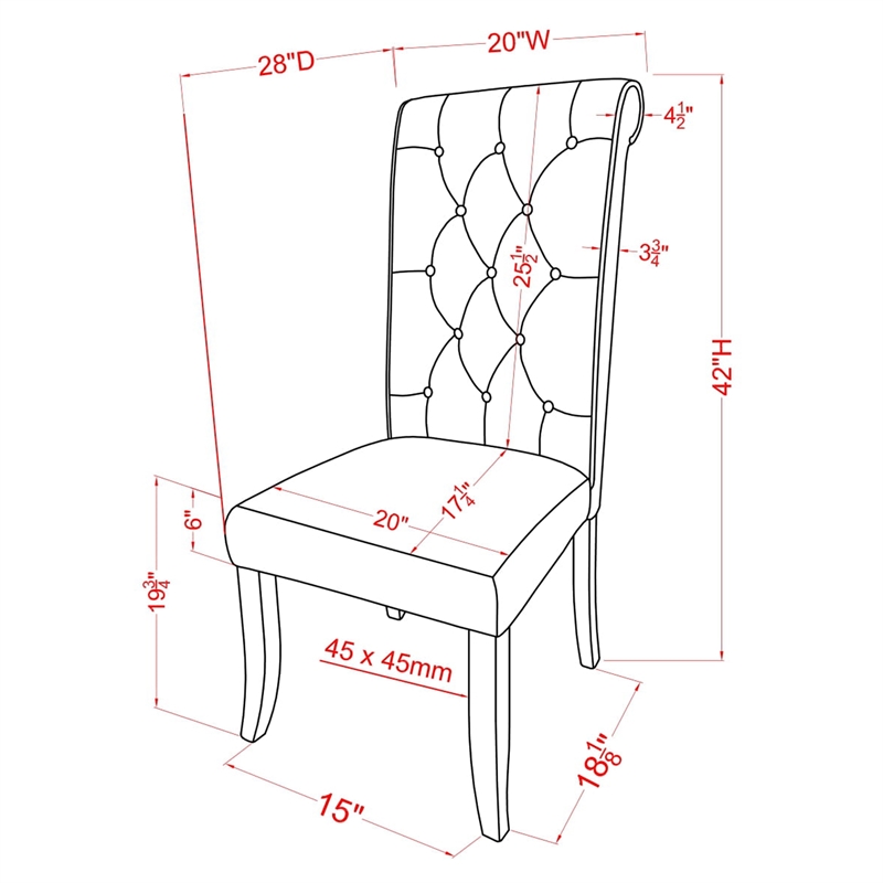 Furniture of America Landon Fabric Side Chair in Ivory and Black (Set of 2)