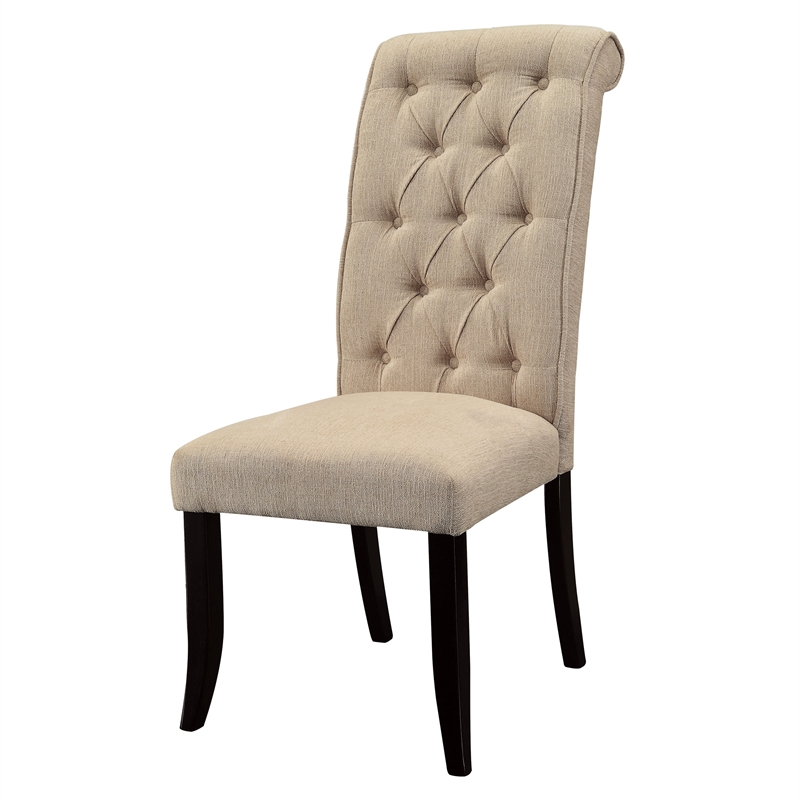 Furniture of America Landon Wood 7-piece Dining Set in Beige and Black