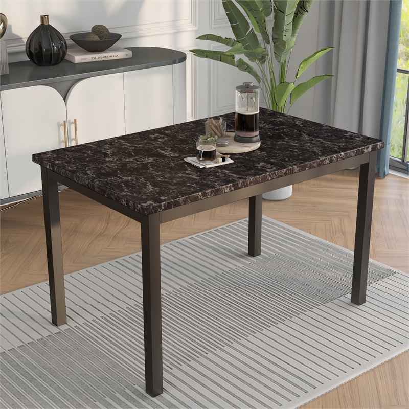 Furniture of America Maxson Transitional Metal 48-Inch Dining Table in Black