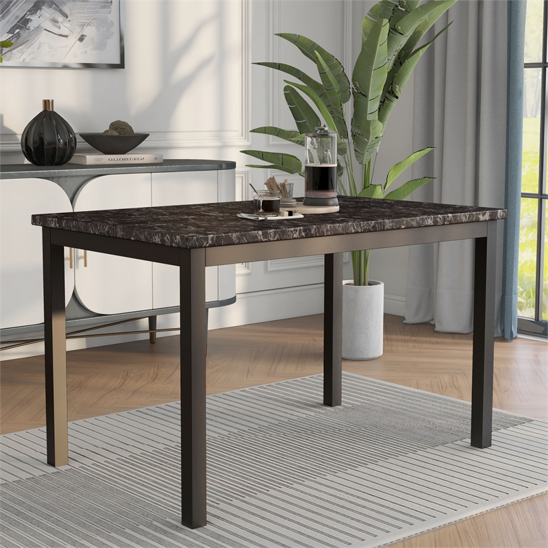 Furniture of America Maxson Transitional Metal 48-Inch Dining Table in Black
