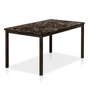 furniture of america maxson transitional faux marble top metal dining table in black