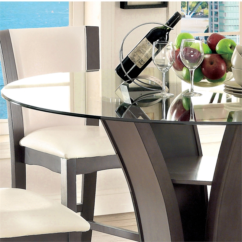 Furniture of America Waverly Wood Round Counter Height Table in Dark Gray