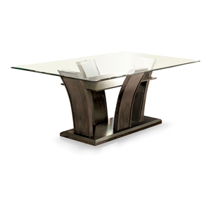 furniture of america waverly contemporary glass top dining table in gray