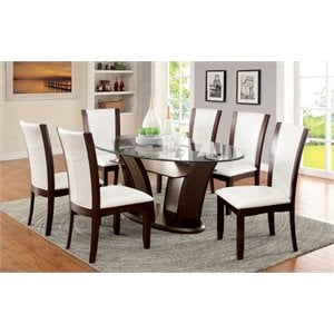 Furniture of America Waverly 7-Piece Wood Oval Dining Set in White