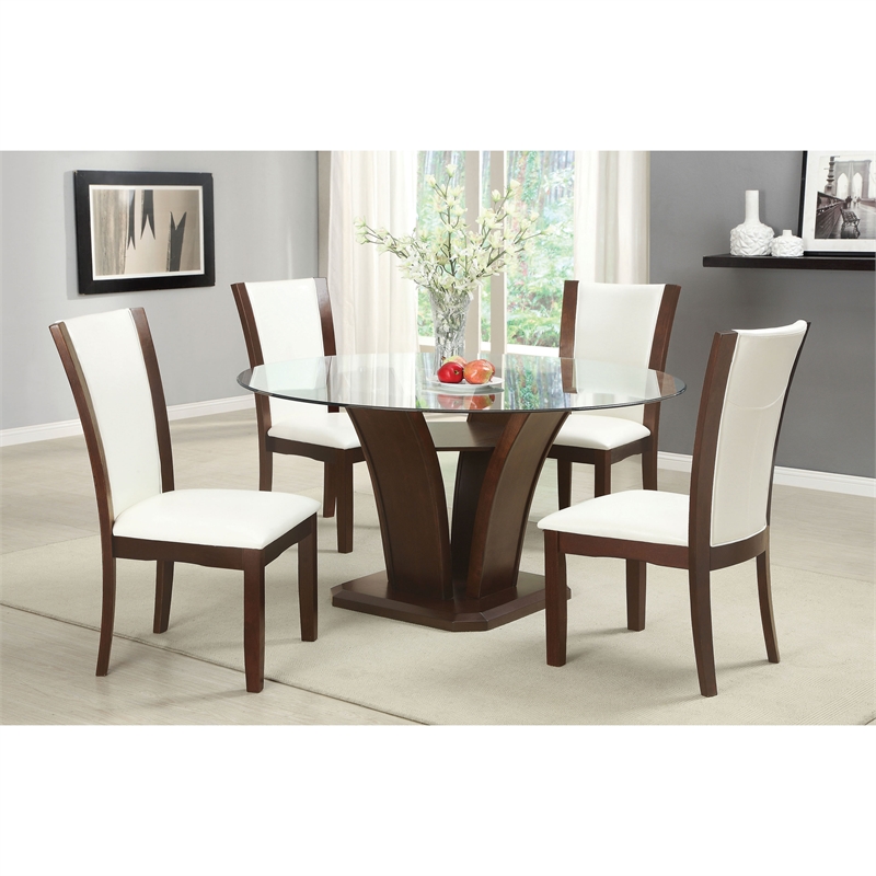 Furniture of America Waverly Faux Leather Side Chair in White (Set of 2)