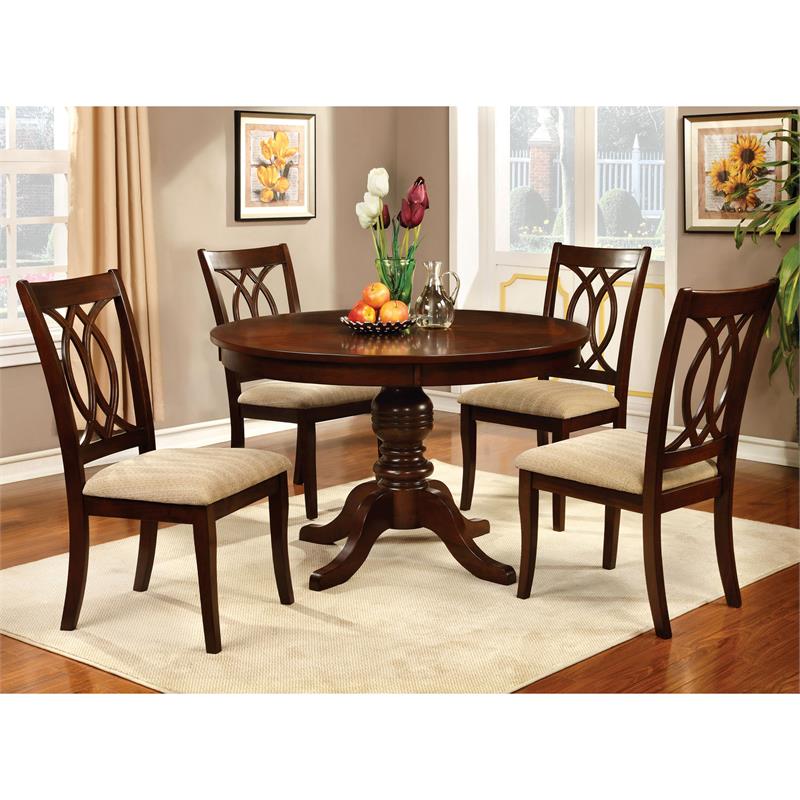 America Amersty Round Wood Dining Table, Round Cherry Kitchen Table Sets