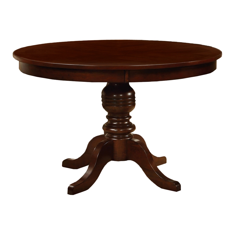 Furniture of America Amersty Round Wood Dining Table in Brown Cherry