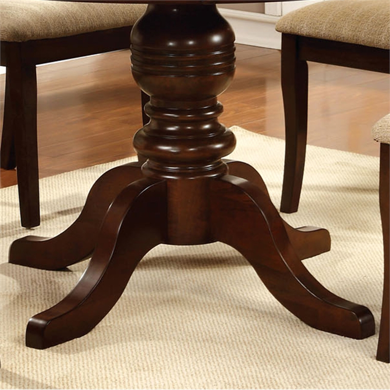 Furniture of America Amersty Round Wood Dining Table in Brown Cherry