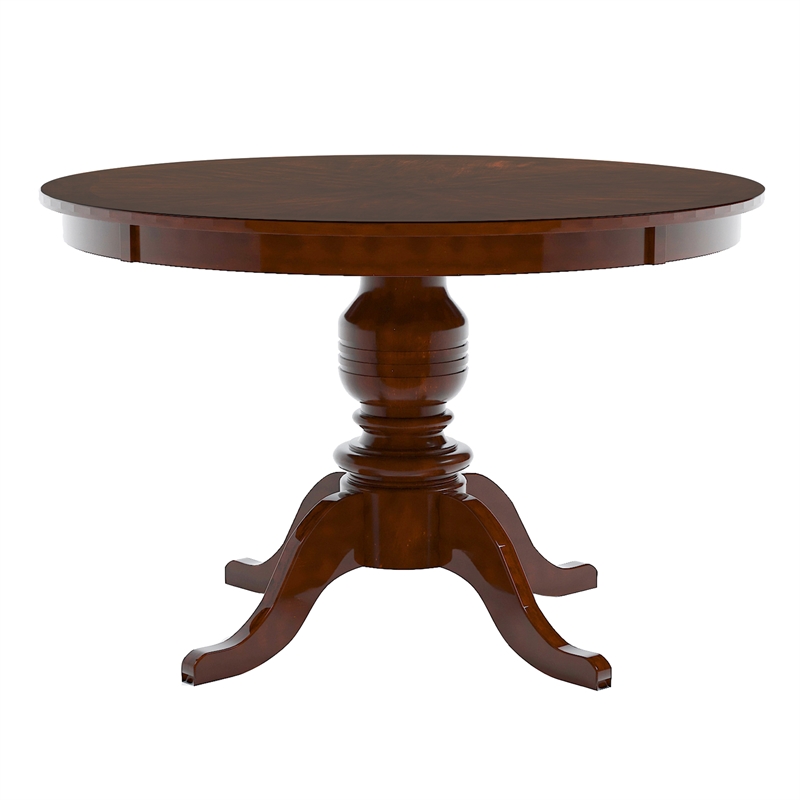 Furniture of America Amersty Round Wood Dining Table in Brown Cherry