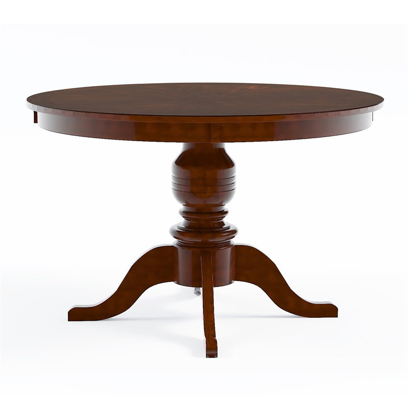 Furniture of America Amersty Round Wood Dining Table in Brown Cherry