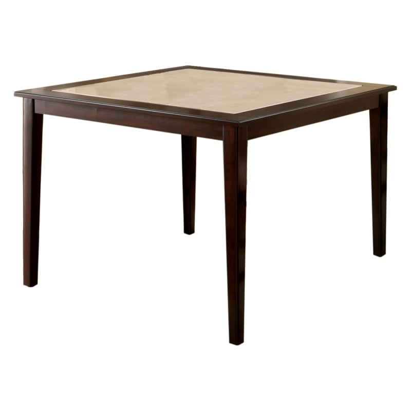 Furniture of America Weese Wood Square Counter Height Table in Dark Walnut