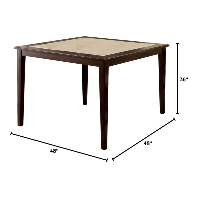 Furniture of America Weese Wood Square Counter Height Table in Dark Walnut